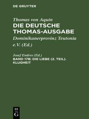 cover image of Die Liebe (2. Teil). Klugheit